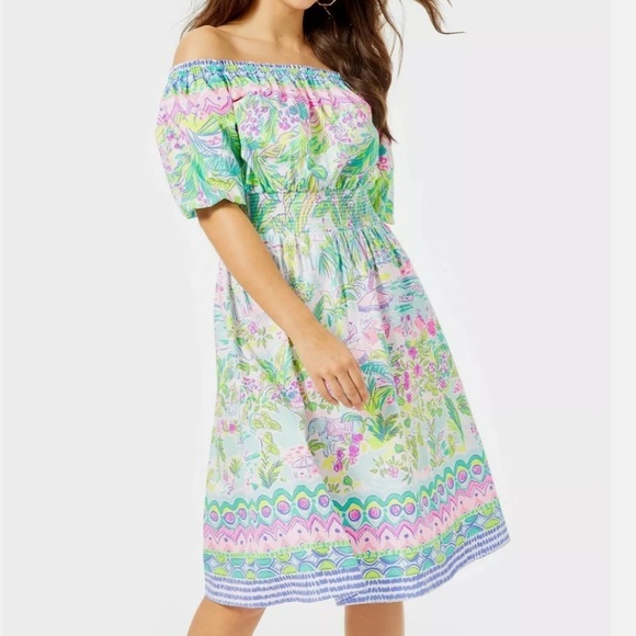 Lilly Pulitzer Dresses & Skirts - New Lilly Pulitzer Camille Off-The-Shoulder Floral Dress size XS